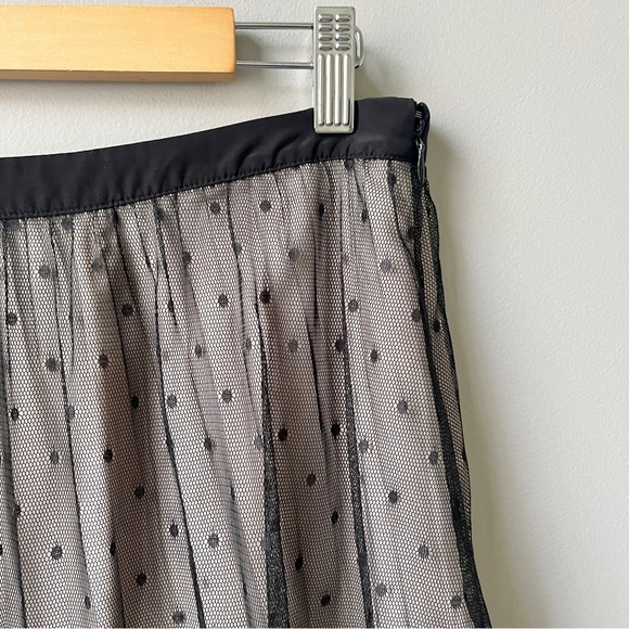 Ballet Midi Skirt Women's 12 Black Tan Mesh Lace Polka Dot Mesh Classic Pleated - Picture 9 of 12